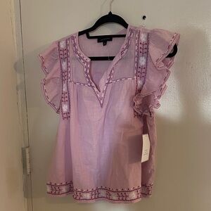 NWT Calligraphie Lavender Embroidered Blouse. Boho, festival, Feminine